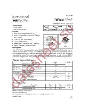IRF8313PBF datasheet  